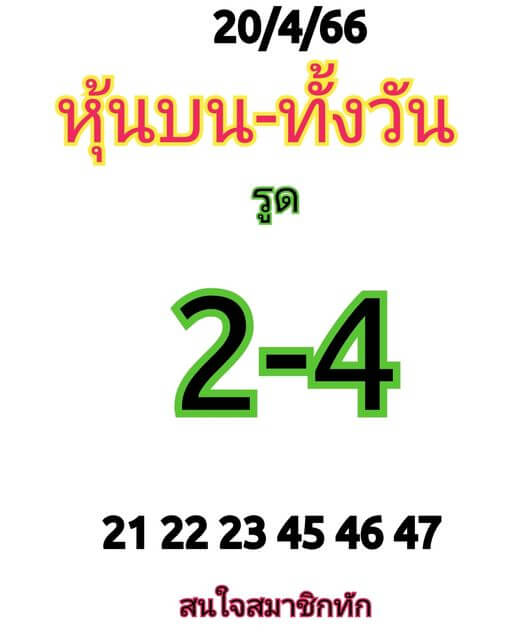 หวยหุ้นวันนี้ 20/4/66 ชุดที่ 2