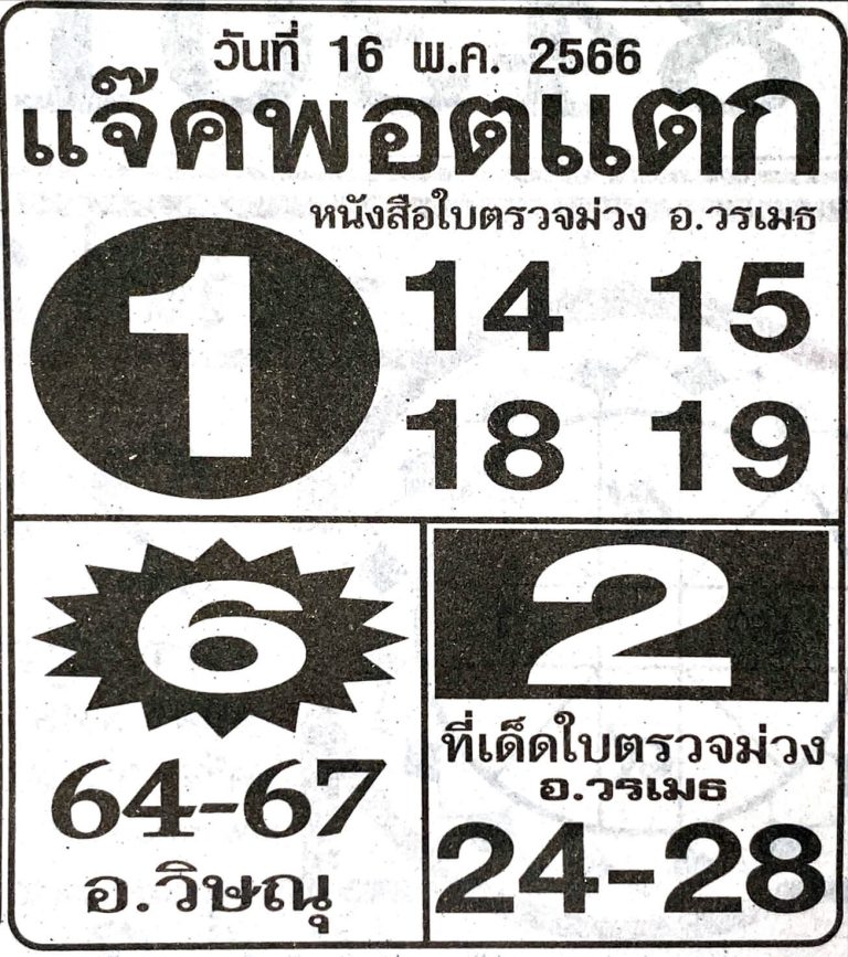 หวยแจ๊คพอตแตก 16/5/66