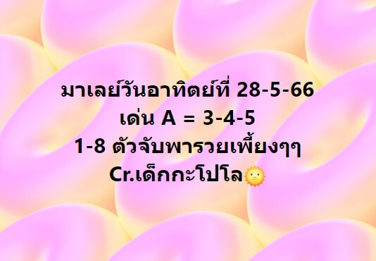 หวยมาเลย์วันนี้ 28/5/66 ชุดที่ 9