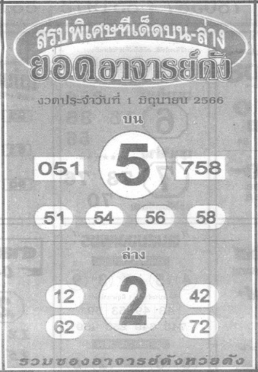 หวยยอดอาจารย์ดัง 1/6/66