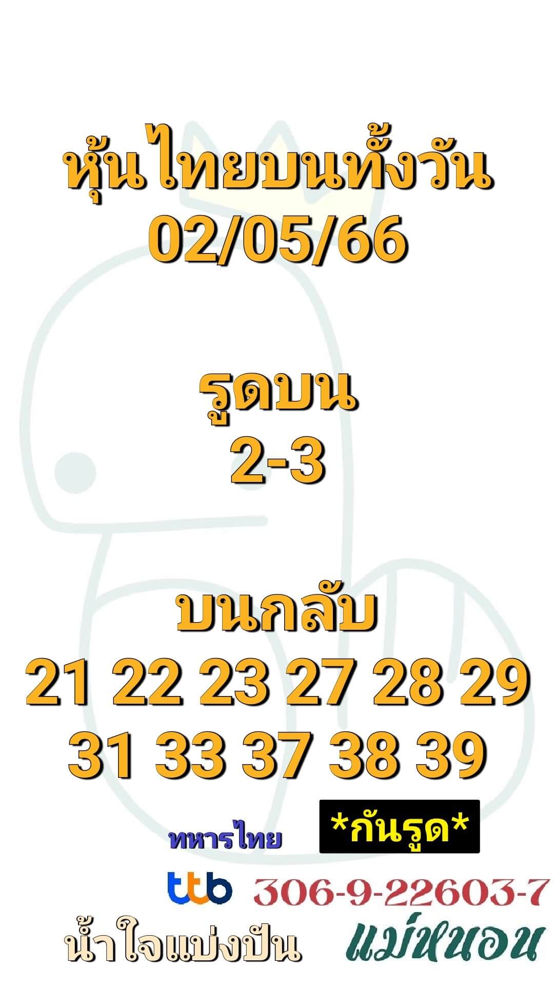 หวยหุ้นวันนี้ 2/5/66 ชุดที่ 10