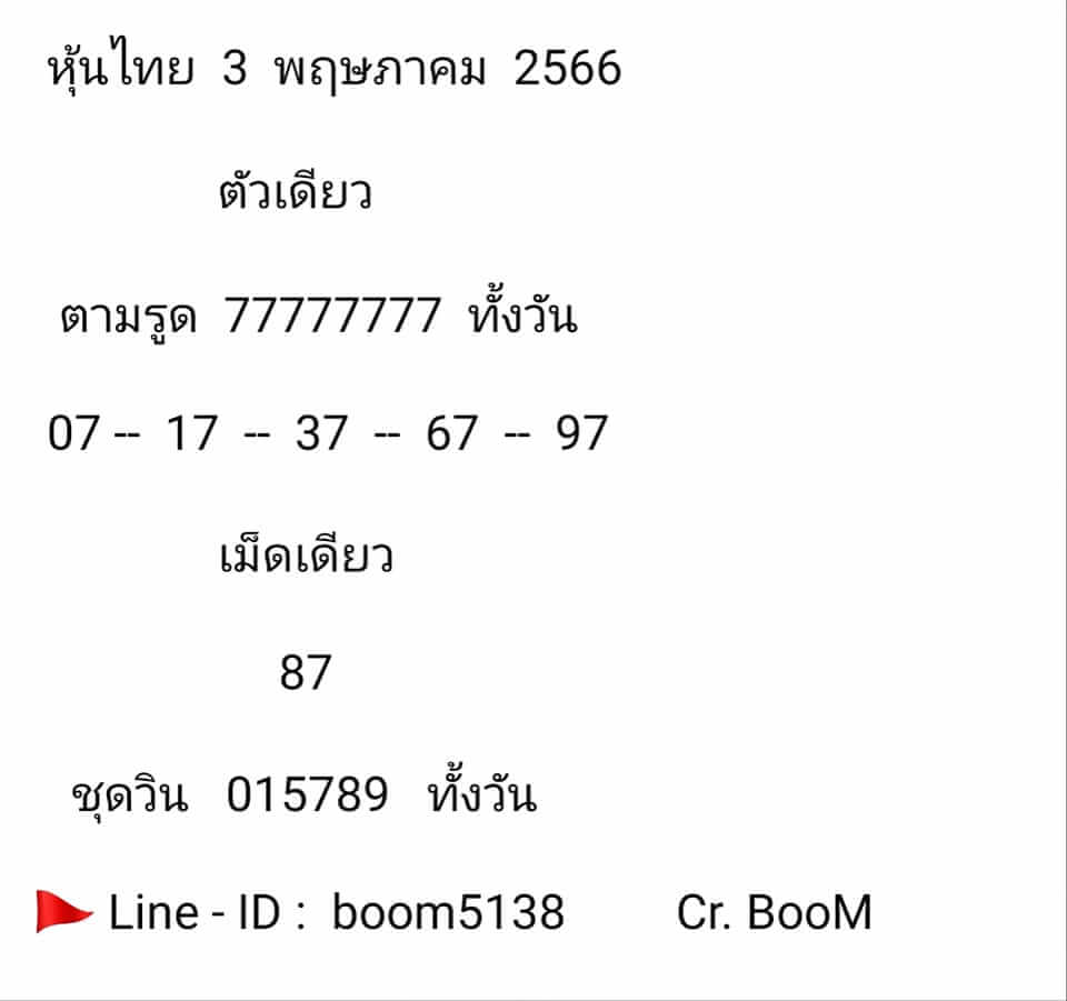 หวยหุ้นวันนี้ 3/5/66 ชุดที่ 7