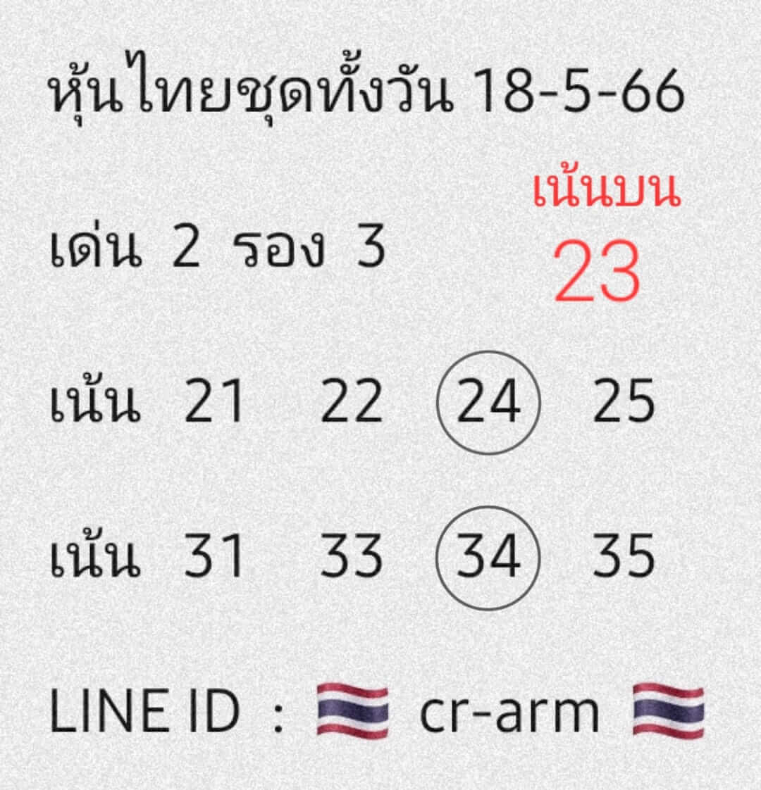 หวยหุ้นวันนี้ 18/5/66 ชุดที่ 7