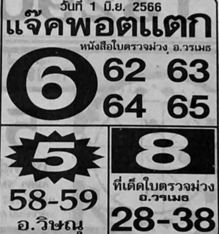 หวยแจ๊คพอตแตก 1/6/66