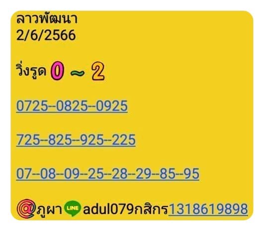 หวยลาววันนี้ 2/6/66 ชุดที่ 4