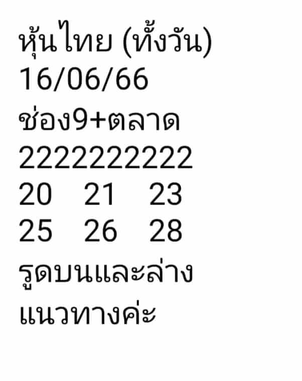 หวยหุ้นวันนี้ 16/6/66 ชุดที่ 10