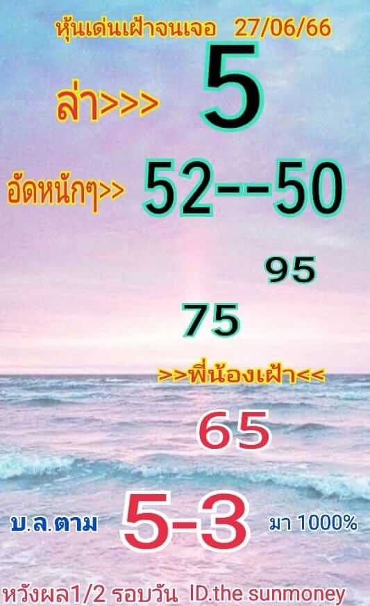 หวยหุ้นวันนี้ 27/6/66 ชุดที่ 3