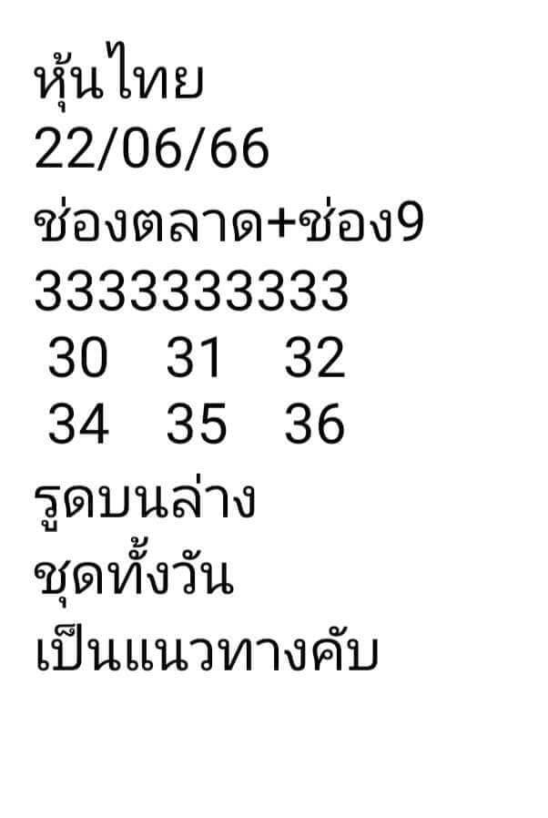 หวยหุ้นวันนี้ 22/6/66 ชุดที่ 8