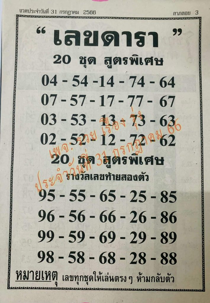 เลขดารา 31/7/66