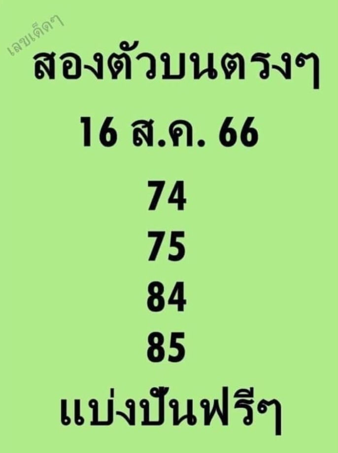 หวยสองตัวบนตรงๆ 16/8/66