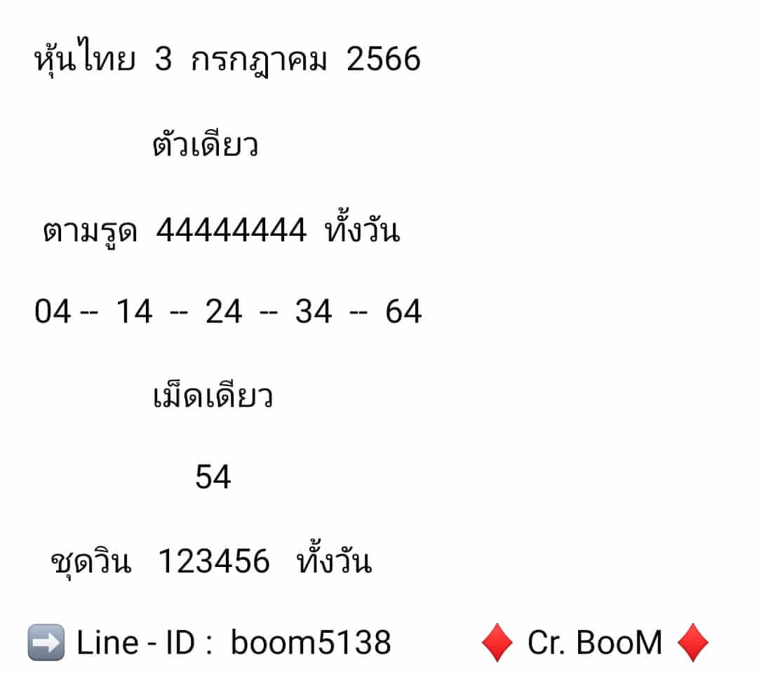 หวยหุ้นวันนี้ 3/7/66 ชุดที่ 10