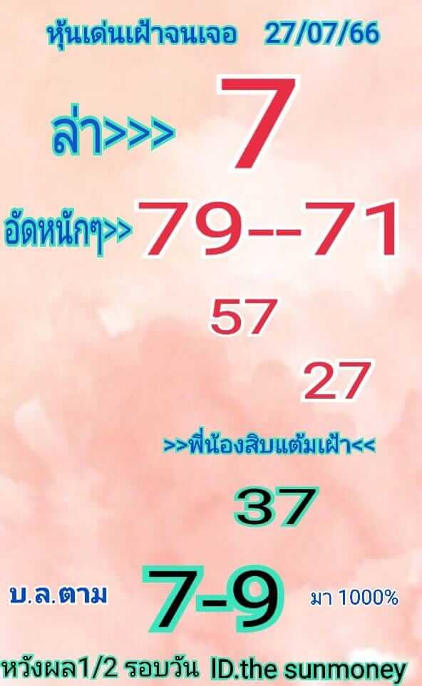 หวยหุ้นวันนี้ 27/7/66 ชุดที่ 2