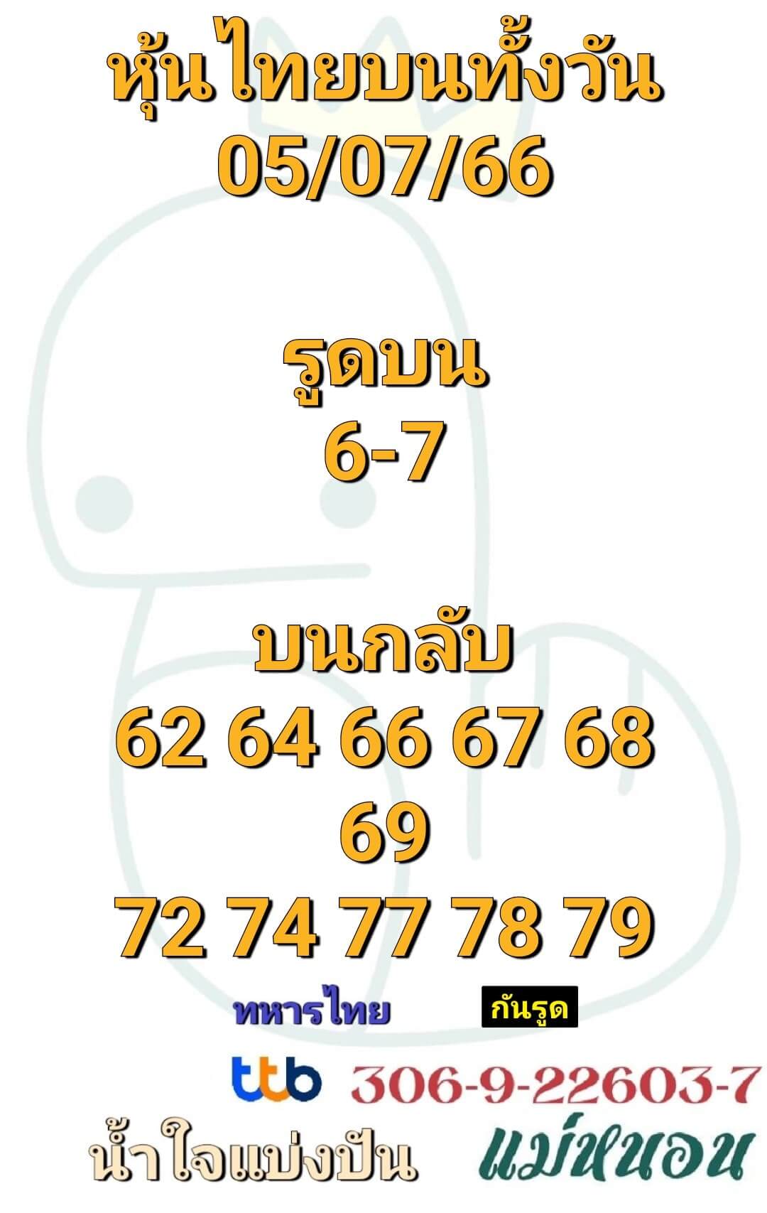 หวยหุ้นวันนี้ 5/7/66 ชุดที่ 7