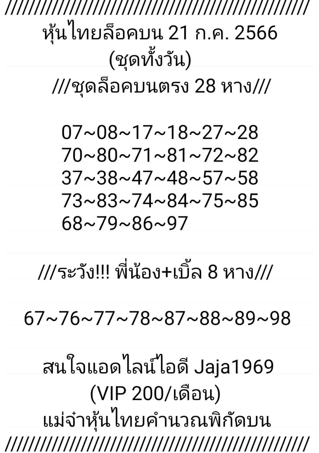 หวยหุ้นวันนี้ 21/7/66 ชุดที่ 8