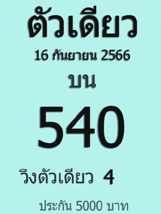 หวยตัวเดียว 16/9/66