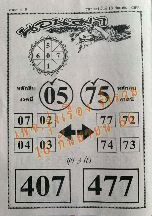 หวยนอนมา 16/9/66