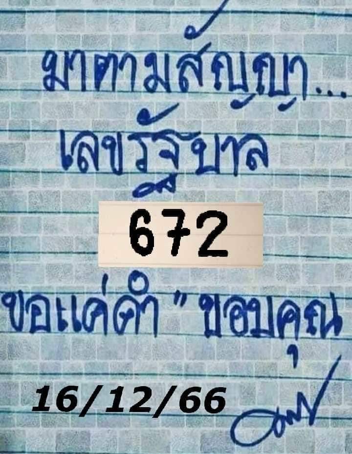 หวยมาตามสัญญา 16/12/66