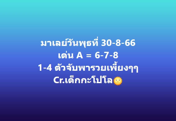 หวยมาเลย์วันนี้ 30/8/66 ชุดที่ 6