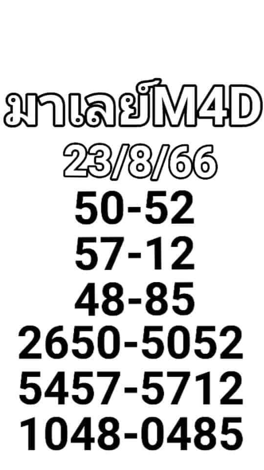 หวยมาเลย์วันนี้ 23/8/66 ชุดที่ 8