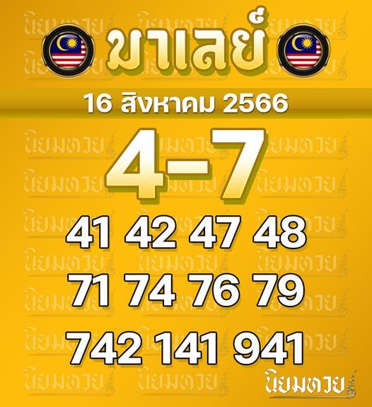 หวยมาเลย์วันนี้ 16/8/66 ชุดที่ 9