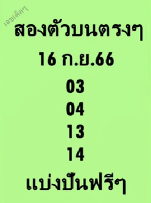หวยสองตัวบนตรงๆ 16/9/66