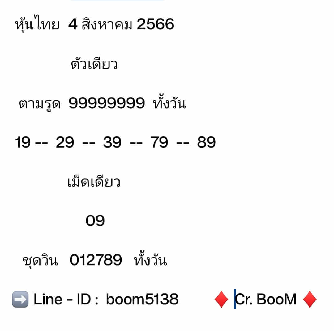 หวยหุ้นวันนี้ 4/8/66 ชุดที่ 10