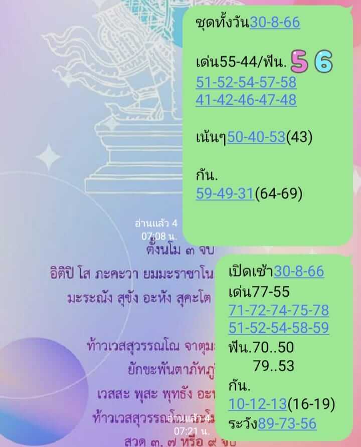 หวยหุ้นวันนี้ 30/8/66 ชุดที่ 10