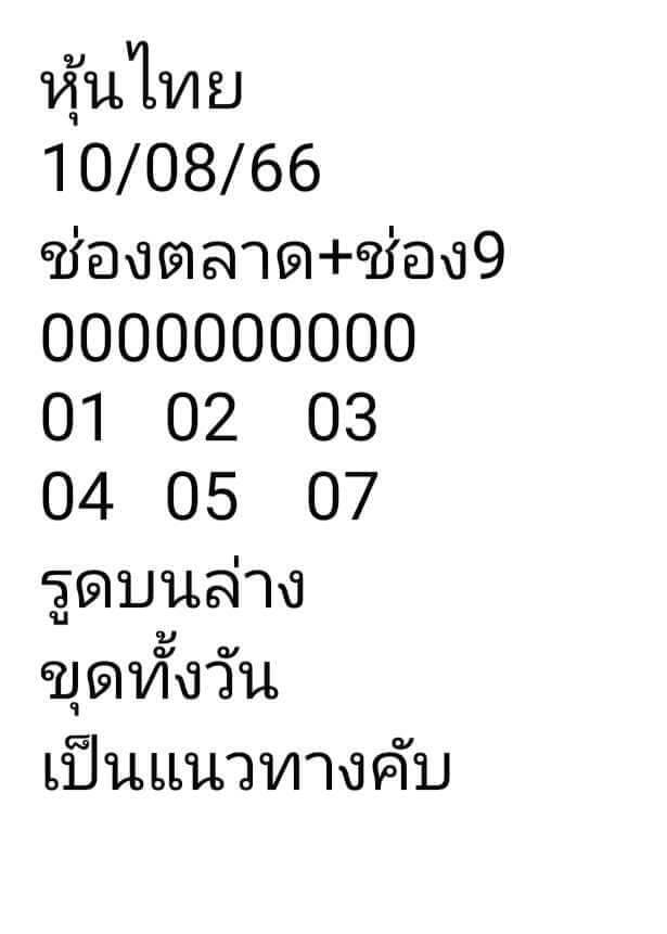 หวยหุ้นวันนี้ 10/8/66 ชุดที่ 6