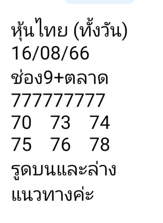 หวยหุ้นวันนี้ 16/8/66 ชุดที่ 6