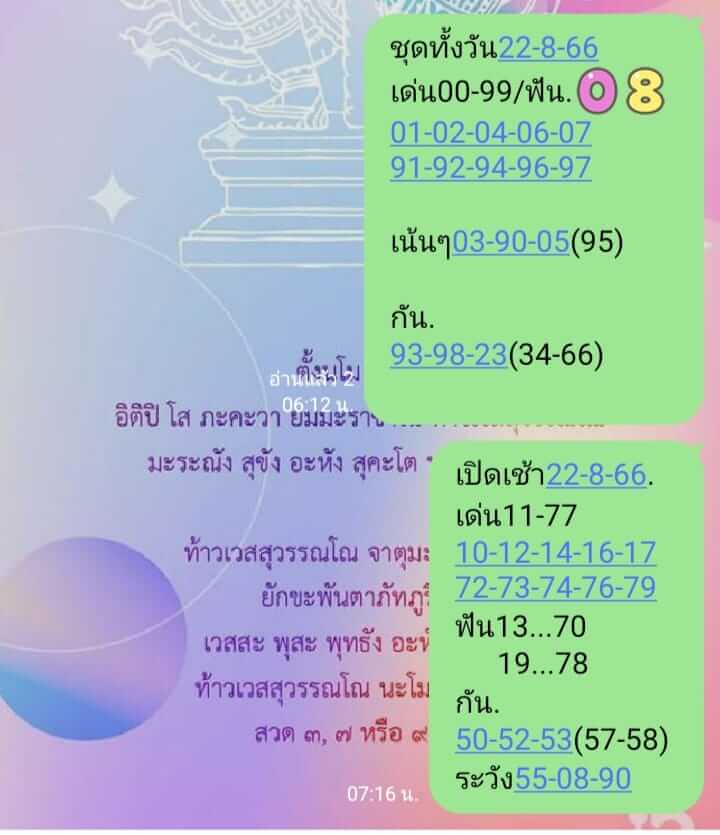 หวยหุ้นวันนี้ 22/8/66 ชุดที่ 8