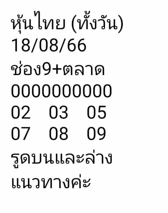 หวยหุ้นวันนี้ 18/8/66 ชุดที่ 9