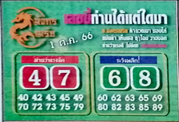 หวยมังกรเมรัย 1/10/66