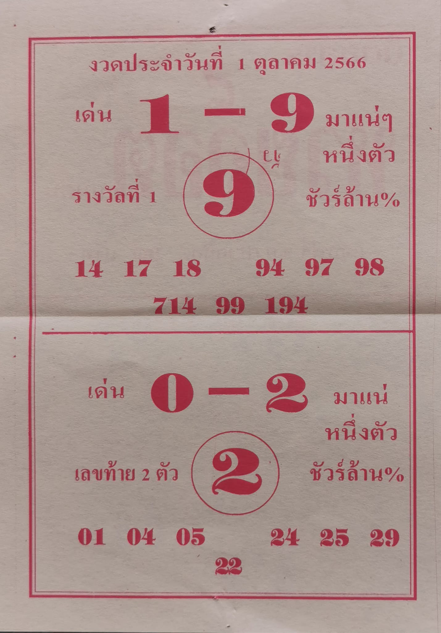 หวยล็อต 1/10/66
