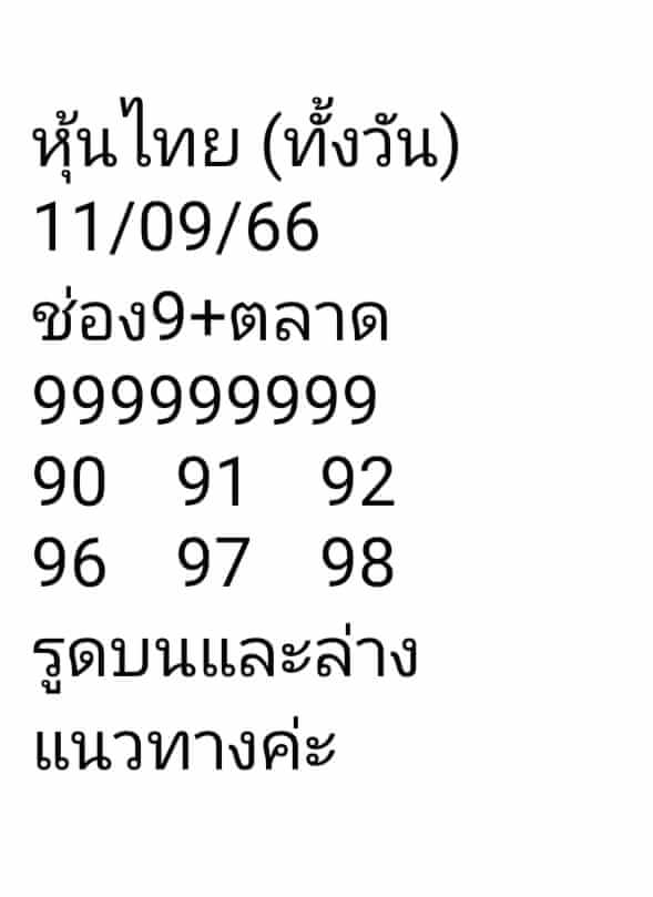 หวยหุ้นวันนี้ 11/9/66 ชุดที่ 10