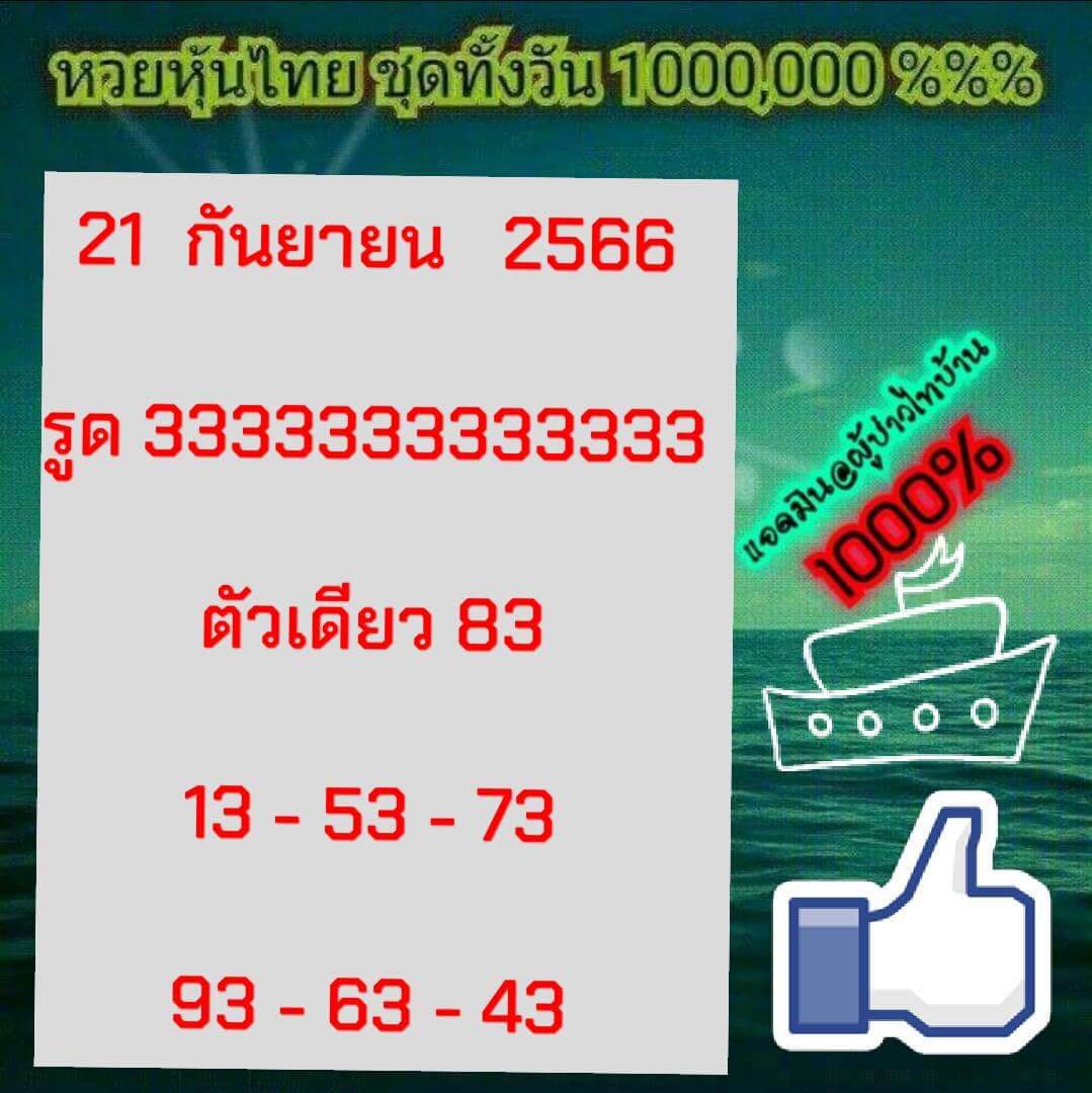 หวยหุ้นวันนี้ 21/9/66 ชุดที่ 6