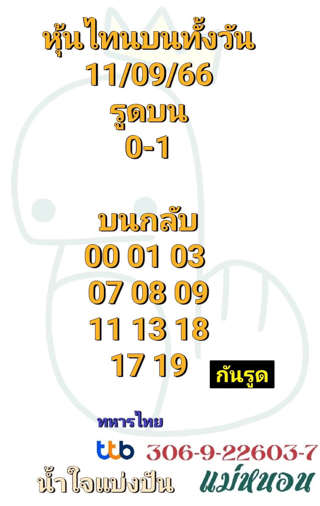 หวยหุ้นวันนี้ 11/9/66 ชุดที่ 8