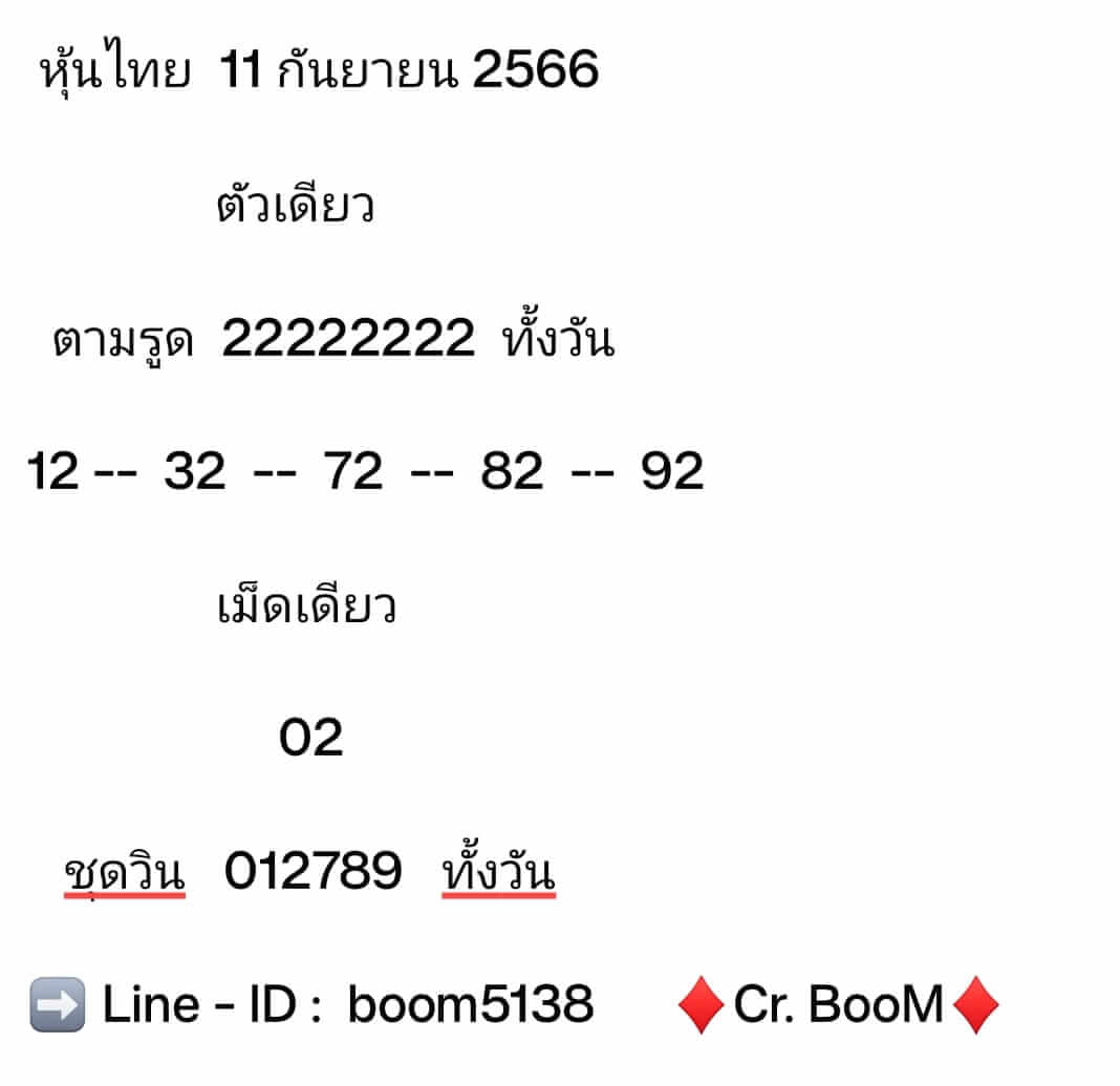 หวยหุ้นวันนี้ 11/9/66 ชุดที่ 9