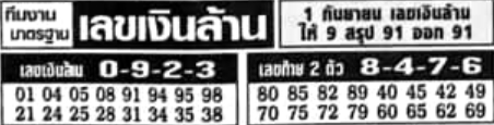 เลขเงินล้าน 1/10/66