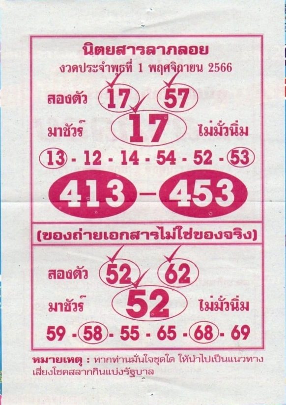 หวยลาภลอย 1/11/66