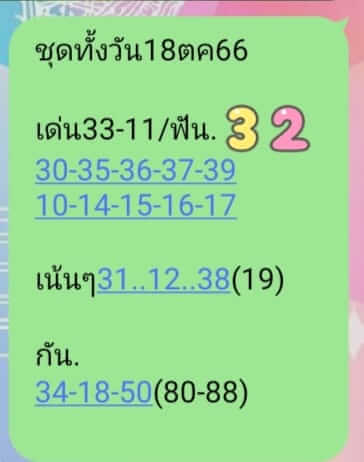 หวยหุ้นวันนี้ 20/10/66 ชุดที่ 1