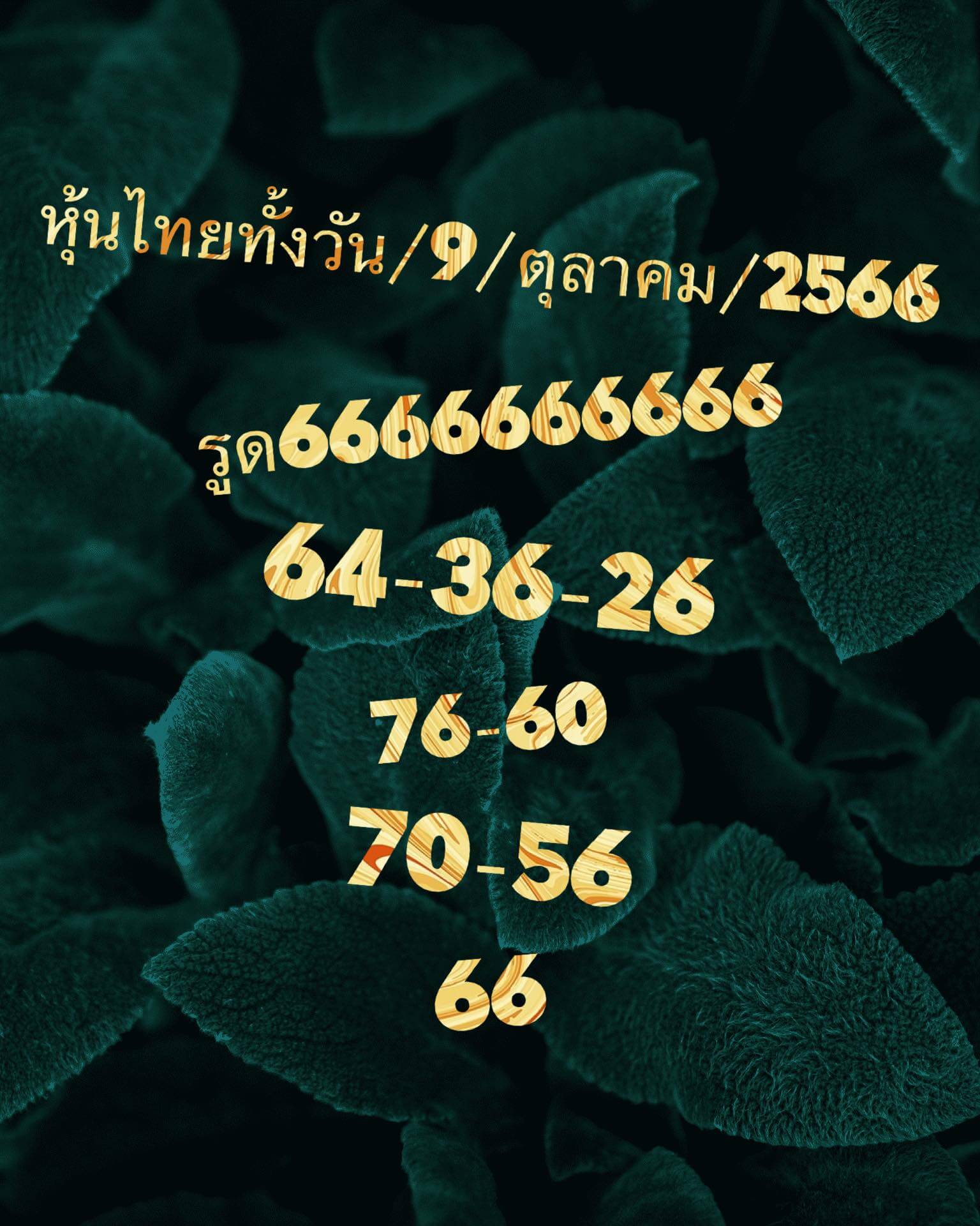 หวยหุ้นวันนี้ 9/10/66 ชุดที่ 1