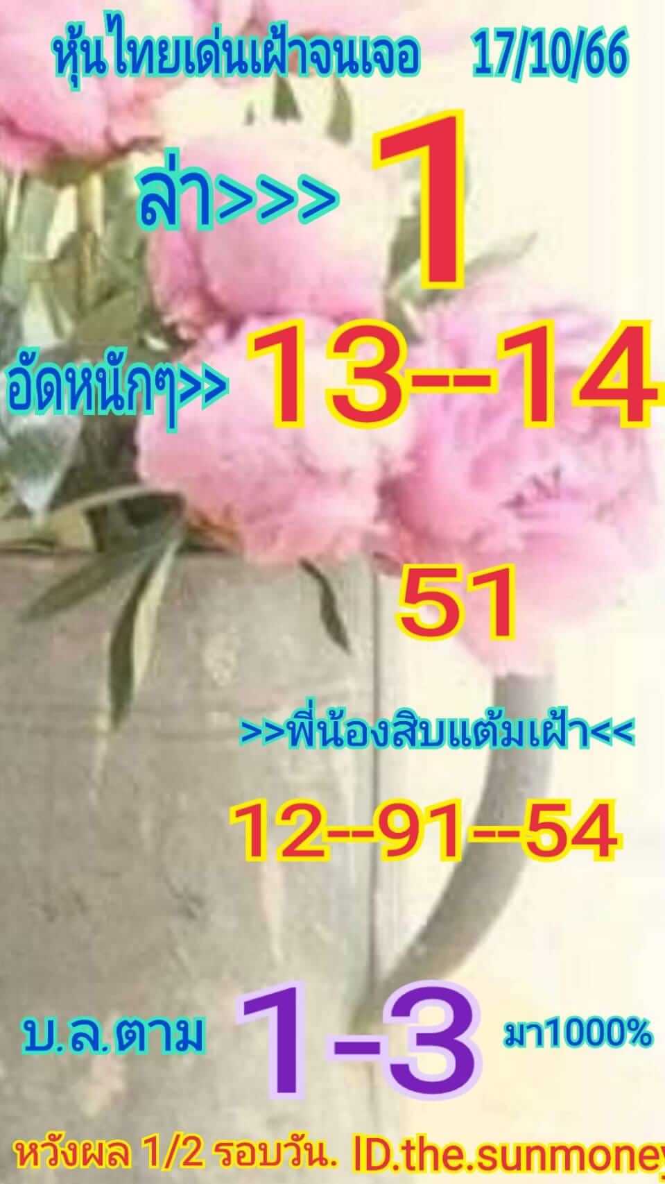 หวยหุ้นวันนี้ 17/10/66 ชุดที่ 10