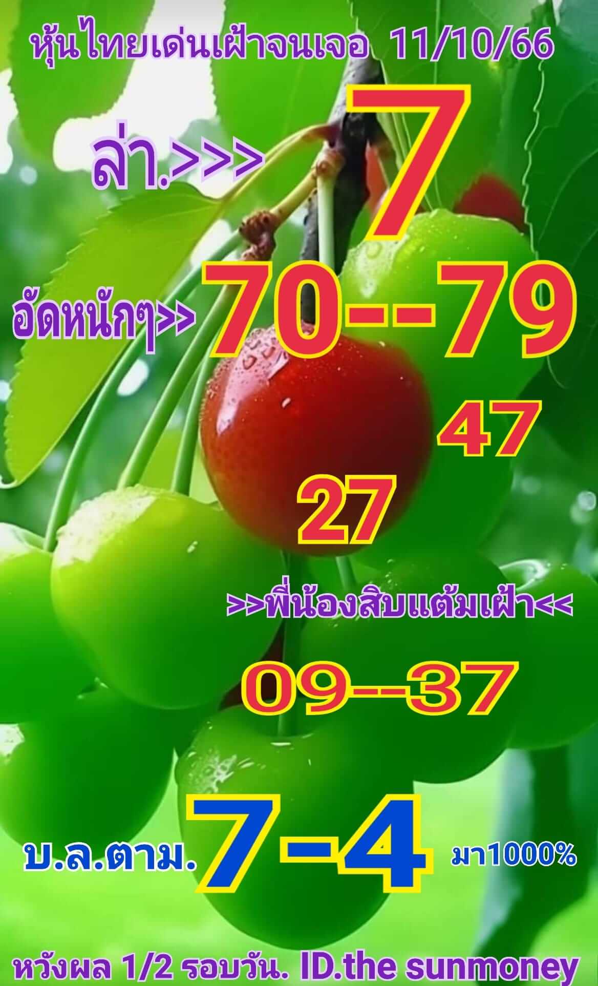 หวยหุ้นวันนี้ 11/10/66 ชุดที่ 7