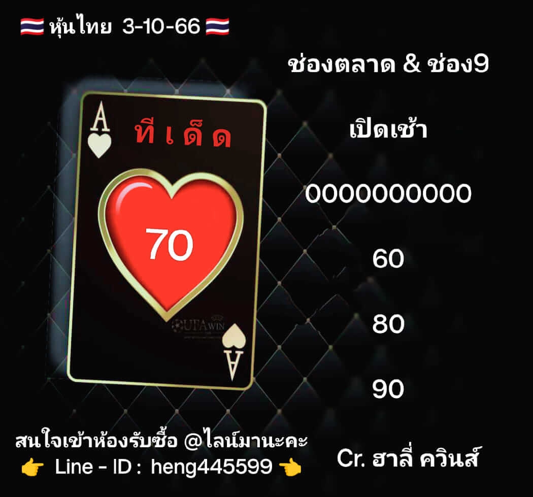 หวยหุ้นวันนี้ 3/10/66 ชุดที่ 9