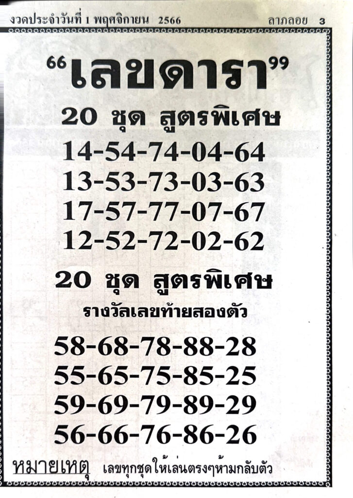 เลขดารา 1/11/66