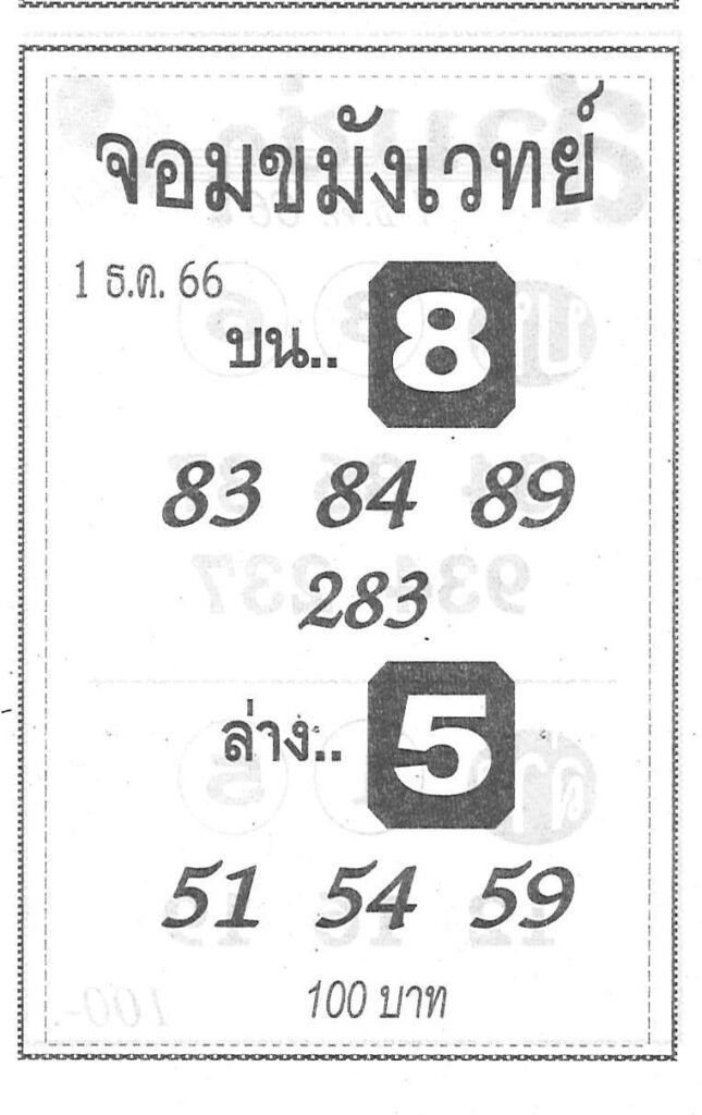 หวยจอมขมังเวทย์ 1/12/66