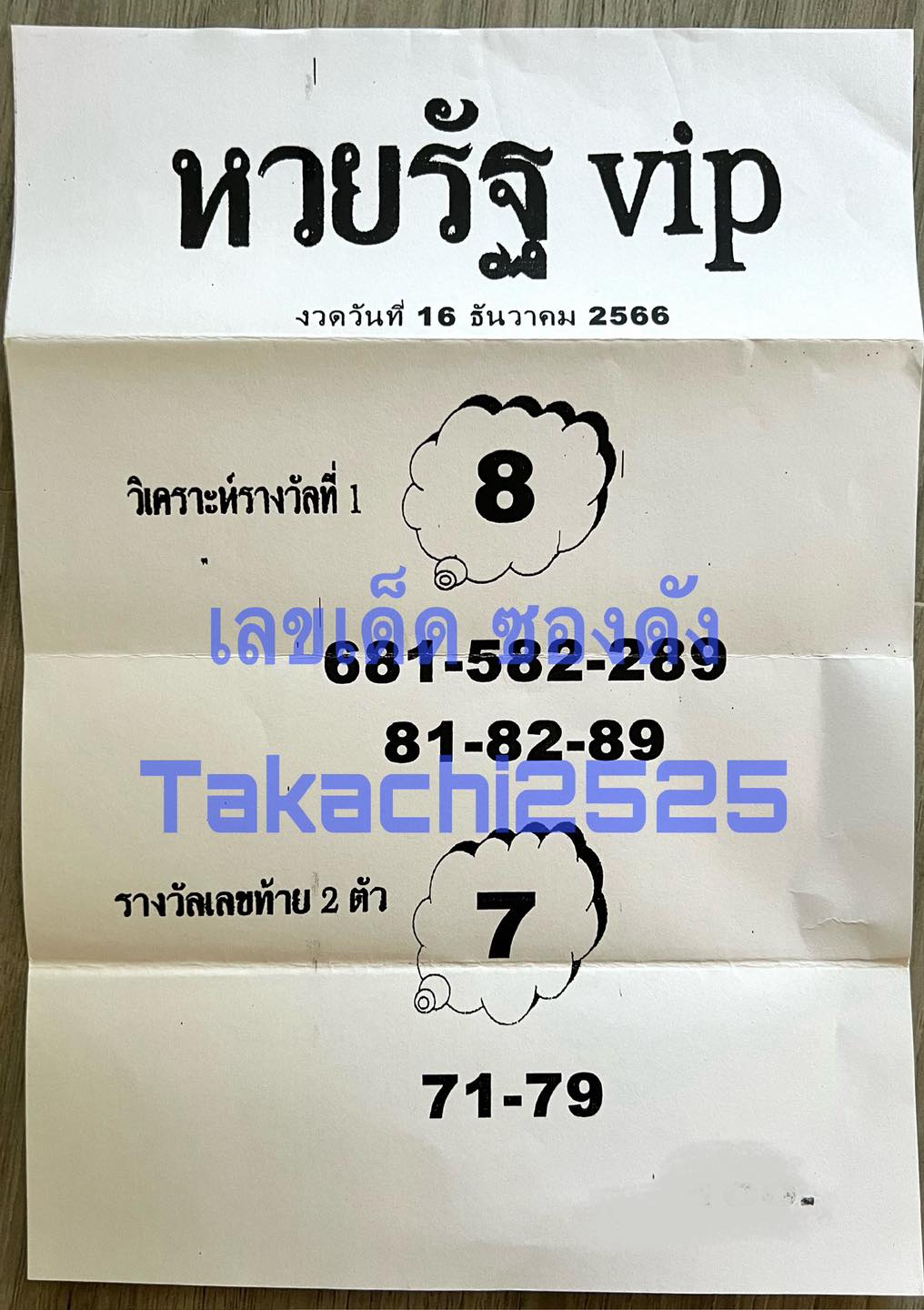 หวยรัฐ VIP 16/12/66