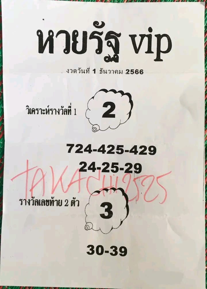 หวยรัฐ VIP 1/12/66