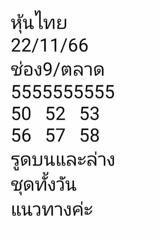 หวยหุ้นวันนี้ 22/11/66 ชุดที่ 10