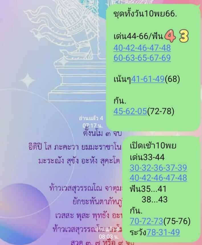 หวยหุ้นวันนี้ 10/11/66 ชุดที่ 10